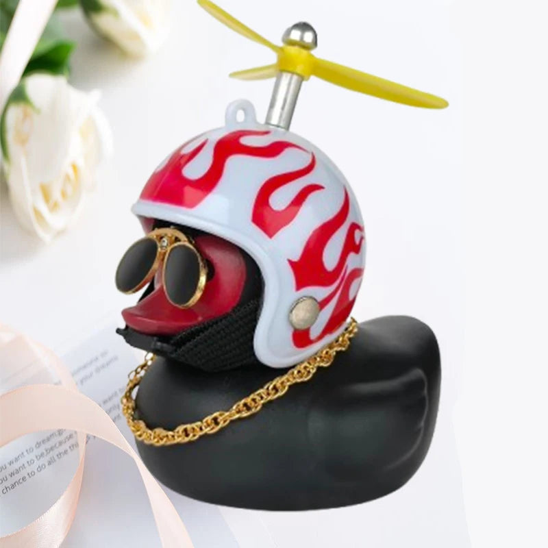 Helmeted Yellow Duck Car Ornament