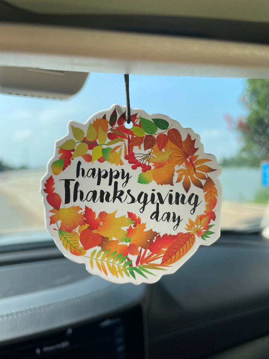 Happy Thanksgiving Day Autumn Maple Leaf Wreath Hanging Car Air Freshener