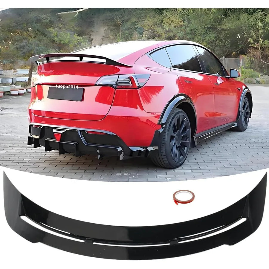 Double-Deck Gloss Black Trunk Spoiler for 2020–2024 Tesla Model Y