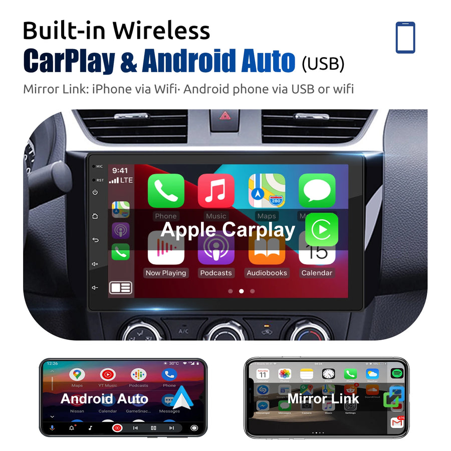Android 15 Car Stereo with Wireless CarPlay, Android Auto, GPS and Touchscreen Options