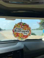 Happy Thanksgiving Day Autumn Maple Leaf Wreath Hanging Car Air Freshener