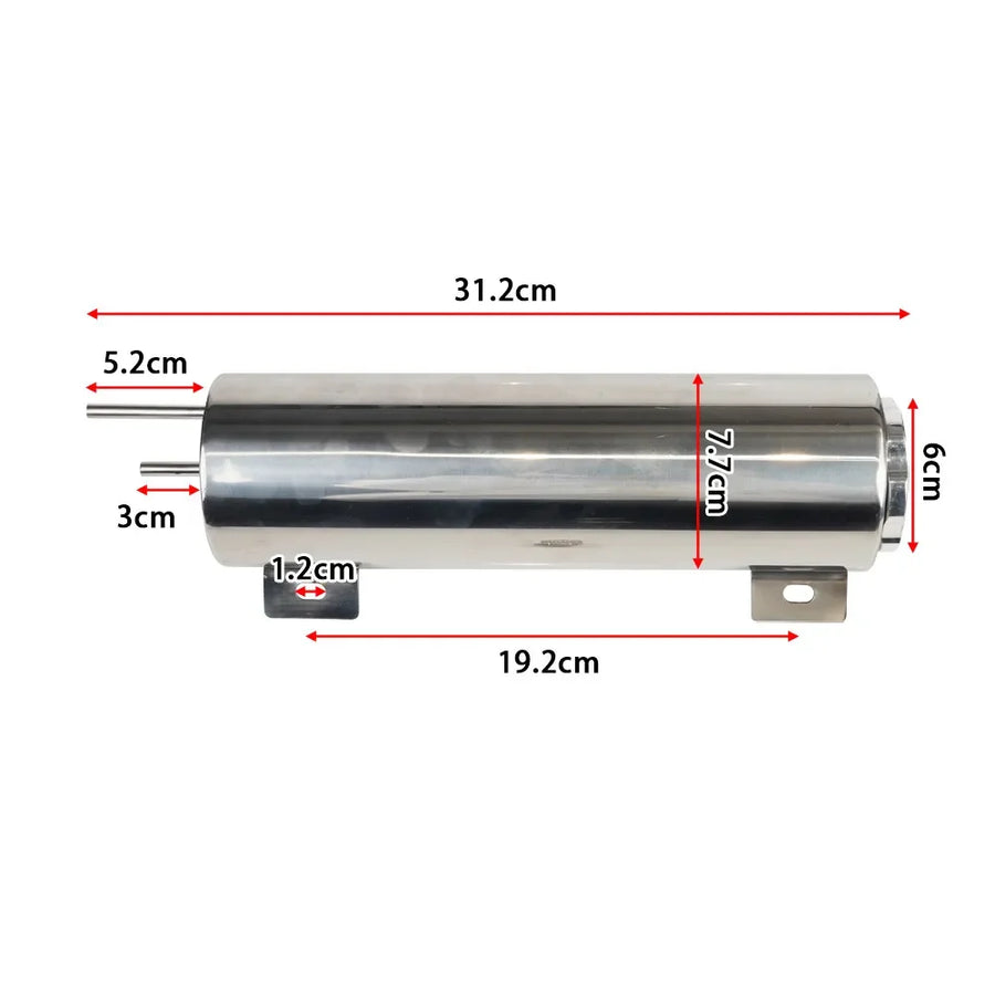 Universal Radiator Coolant Overflow Tank Polished Stainless Steel 2"x13" 3"x10" Puke Tank Can