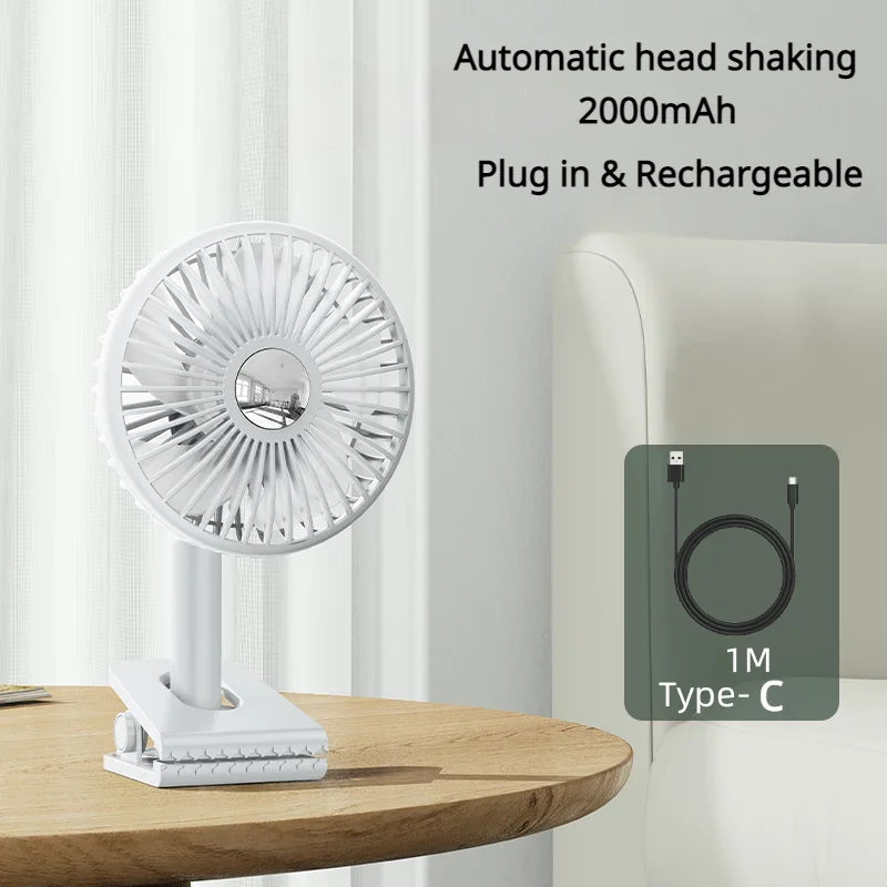 Rechargeable 2000mAh USB Car Cooling Fan with RGB Ambient Light