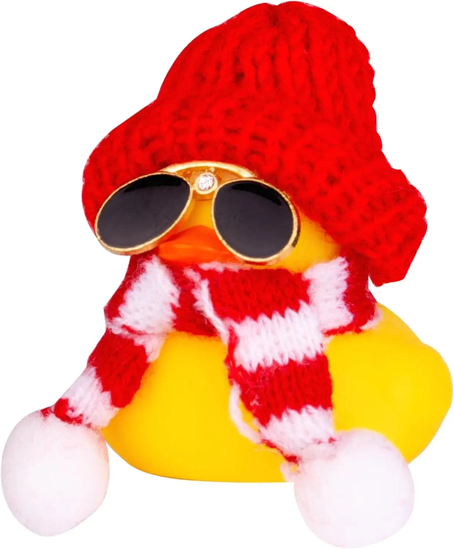 Rubber Duck Dashboard Ornament with Heart Hat and Scarf