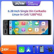 6.28-Inch 1-DIN Wireless CarPlay and Android Auto Car Stereo