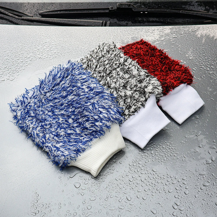 Dual-Sided Microfiber Car Wash Mitts - Color Options