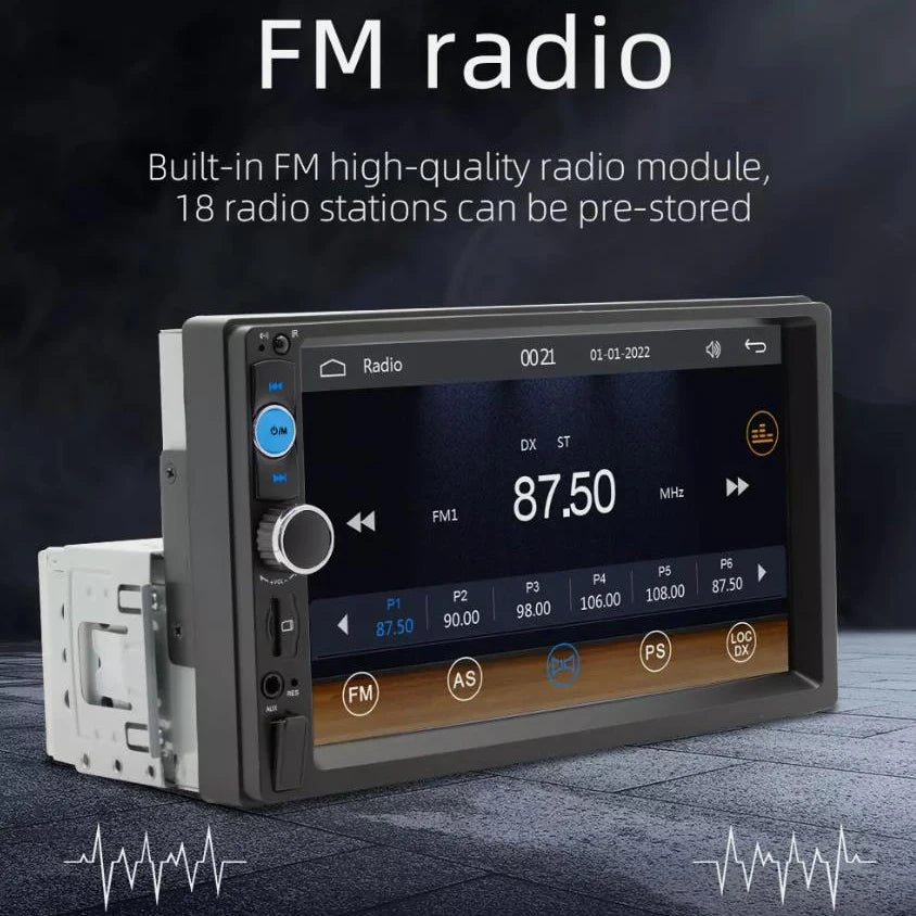 7 in Single-DIN MP5 Receiver with Wired CarPlay/Android Auto & Camera