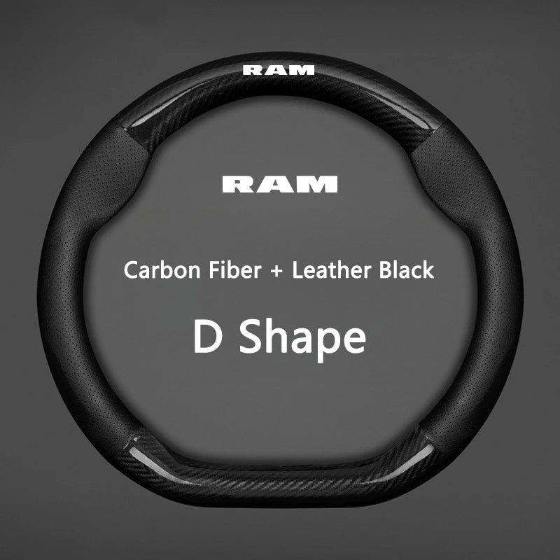 Breathable Nappa Leather Anti-Slip Steering Wheel Cover for Dodge Challenger, Charger, Dart & Ram 1500