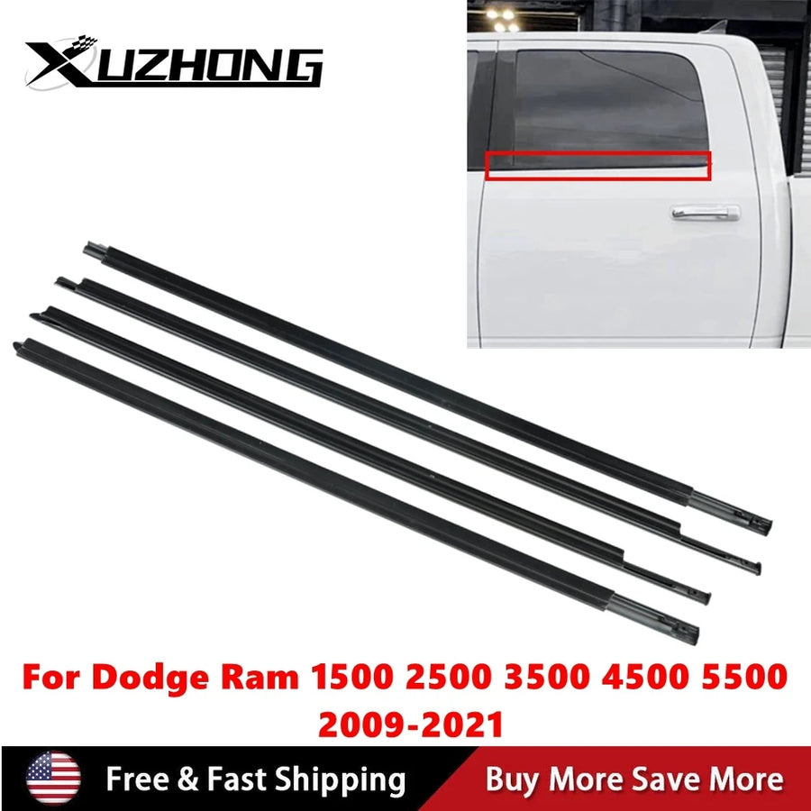 55372139AH 4-Piece Door Outer Belt Weatherstrip for Dodge Ram 1500 2500 3500 4500 5500 2009-2021