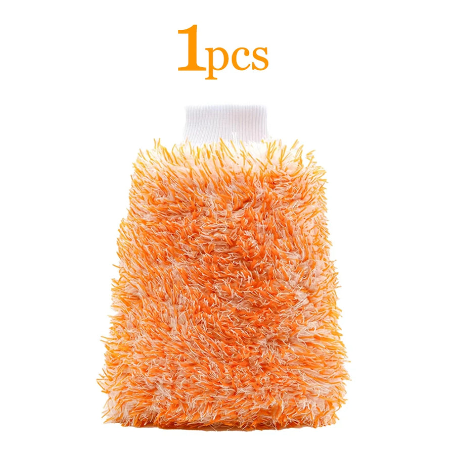 Orange Double-Sided Microfiber Car Wash Mitt