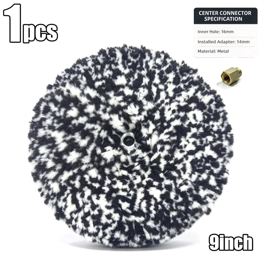 9-Inch Double-Sided Wool Polishing Pad with Threaded Center