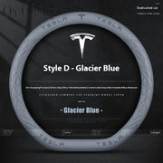Anti-Slip Leather Steering Wheel Cover for Tesla Model 3, Y, S, X