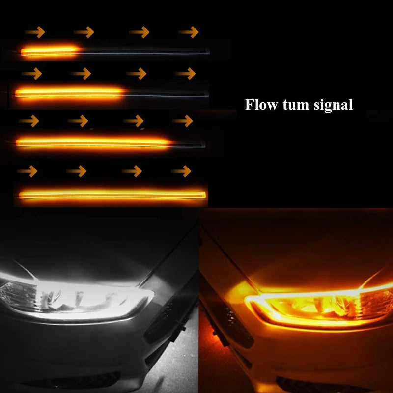 Flexible 12V LED DRL and Turn-Signal Strips – 2 Pieces