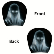 4-Piece Spooky Ghost Bride Car Headrest Covers – Washable Halloween Interior Decor