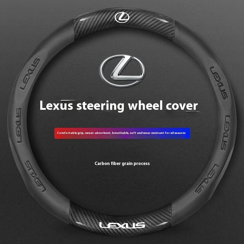 Suede Leather and Carbon Fiber-Look Steering Wheel Cover for Lexus Vehicles