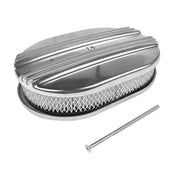 12 in Polished Oval Finned Air Cleaner – 5-1/8 in Carb Neck