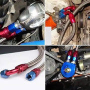 16FT AN10 Stainless Steel Braided CPE Oil Fuel Line Kit with 6-Piece Aluminum Alloy 0 45 90 Degree