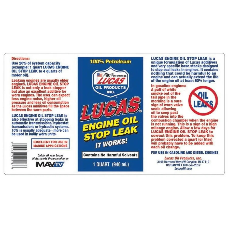 Lucas Oil 10278 Engine Oil Stop Leak, 32 oz Case of 6