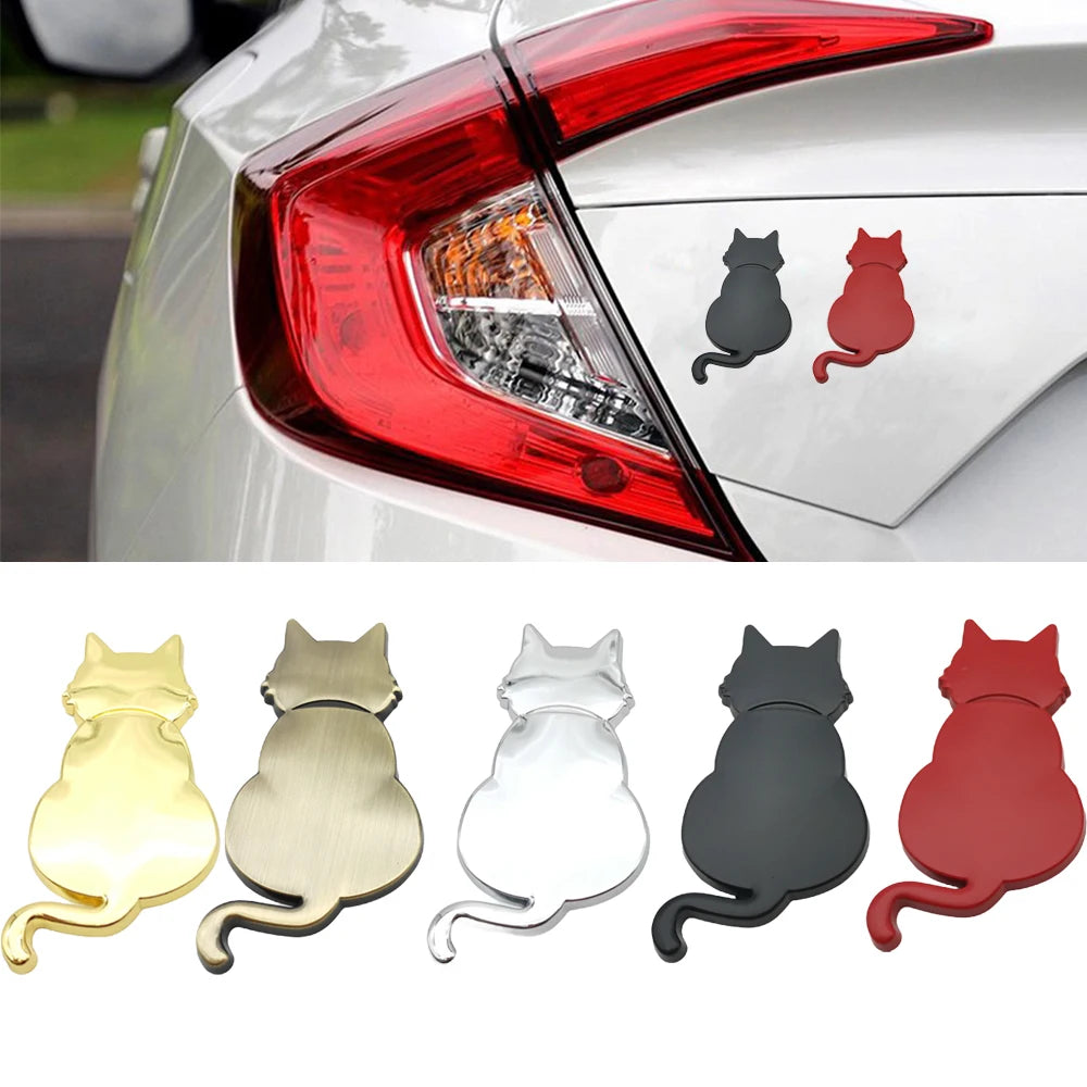 3D Cat Metal Vehicle Decal - 6.5 x 3.5 cm