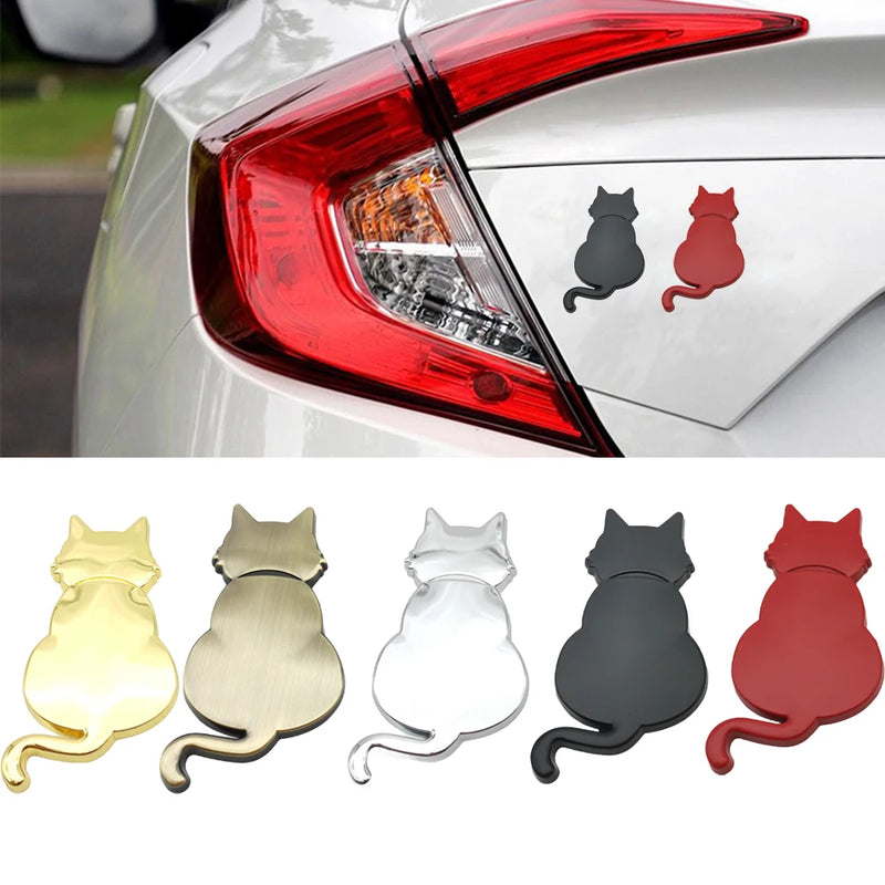 3D Cat Metal Vehicle Decal - 6.5 x 3.5 cm