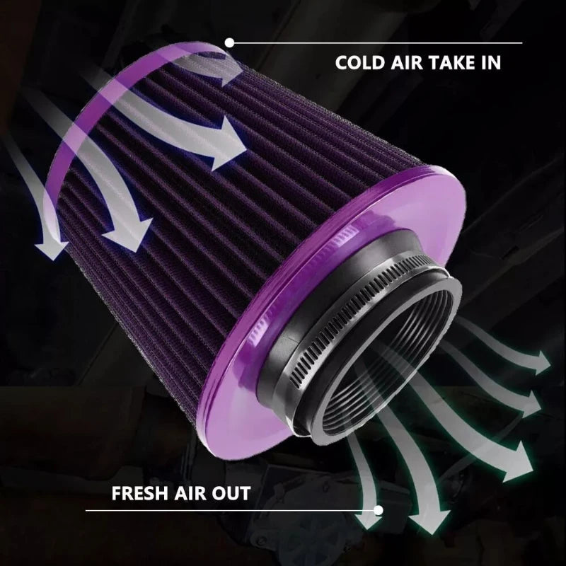 76 mm (3 in) Universal High-Flow Cone Air Filter – Purple