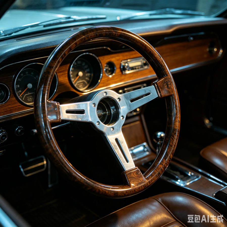 350 mm Wood-Grain Three-Spoke Steering Wheel