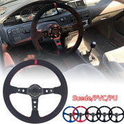 Universal 350mm Deep-dish Suede Sport Steering Wheel