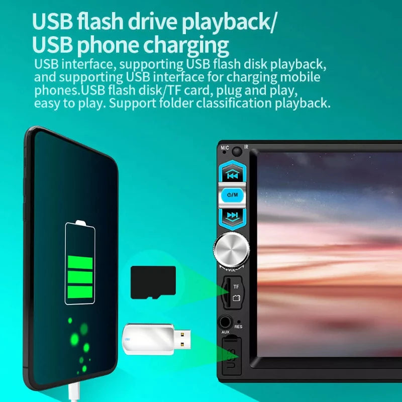 7-Inch Single-DIN Android Touchscreen Receiver with CarPlay & GPS
