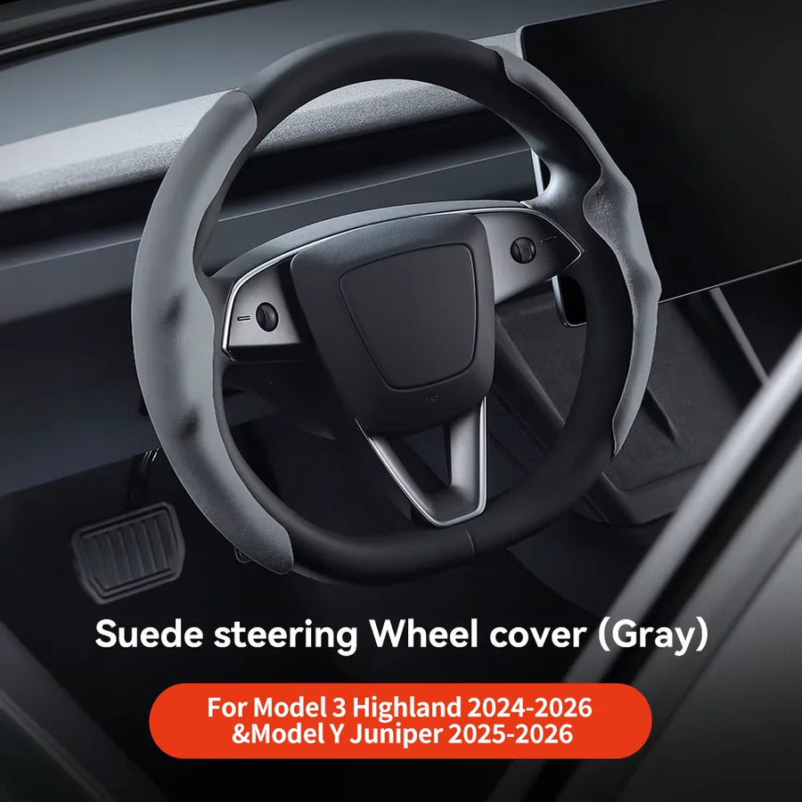 Suede Steering Wheel Cover for Tesla Model 3/Y Highland and Juniper