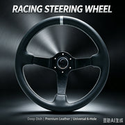 350 mm Deep-Dish Racing Steering Wheel – Red, Yellow or White