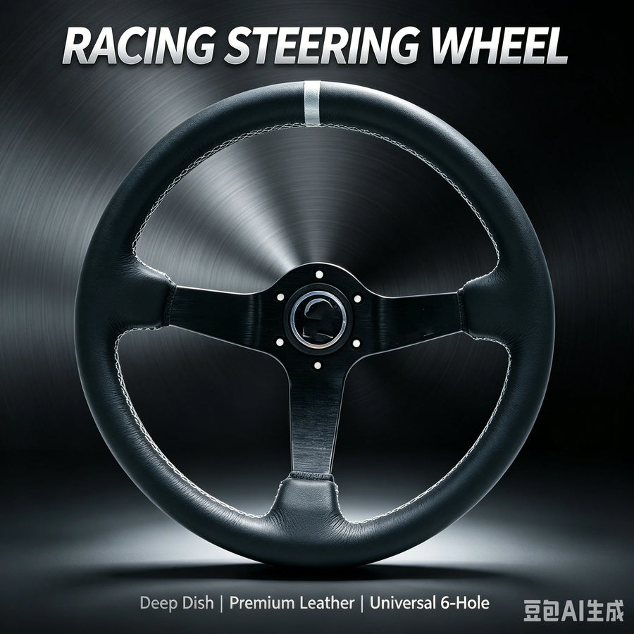 350 mm Deep-Dish Racing Steering Wheel – Red, Yellow or White