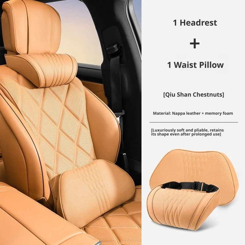 Nappa Leather Mazda Car Headrest and Lumbar Support Pillow