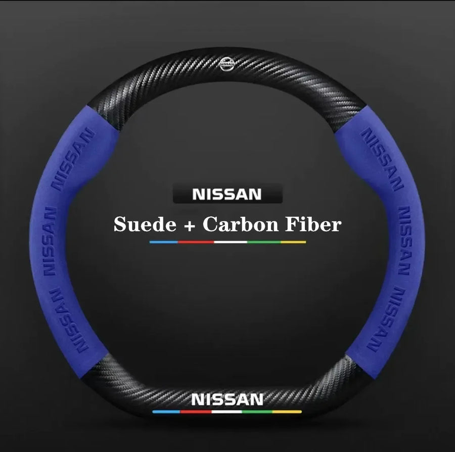 Carbon-Fiber-Style Steering Wheel Cover for Nissan – 37–38 cm