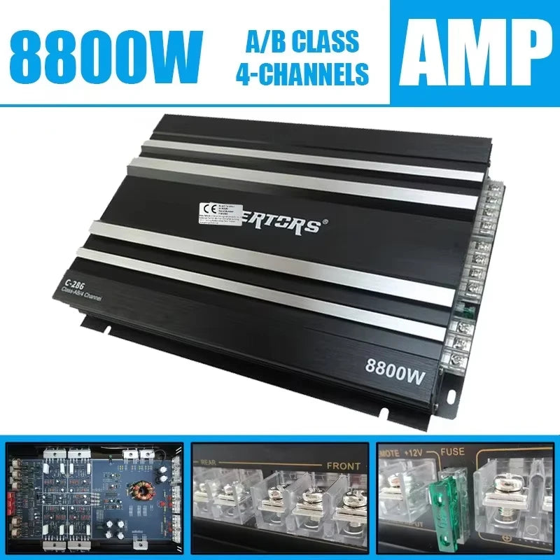 4-Channel Class AB 8800W Car Audio Amplifier