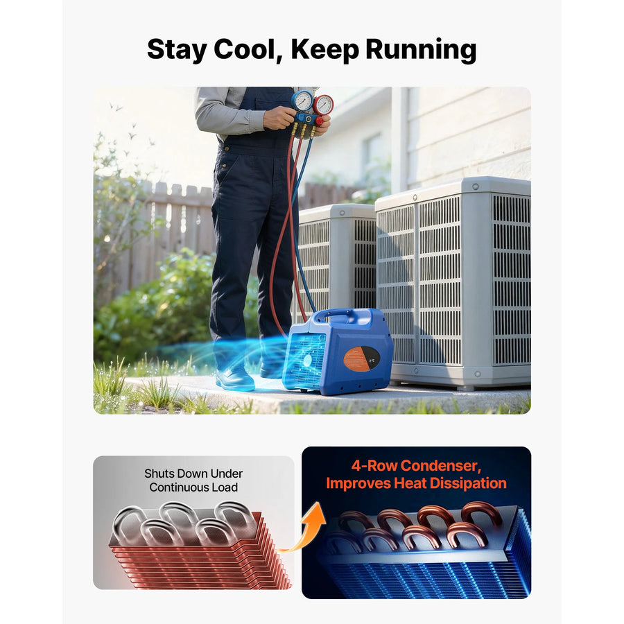 3/4 HP Portable Refrigerant Recovery Machine – A1/A2L