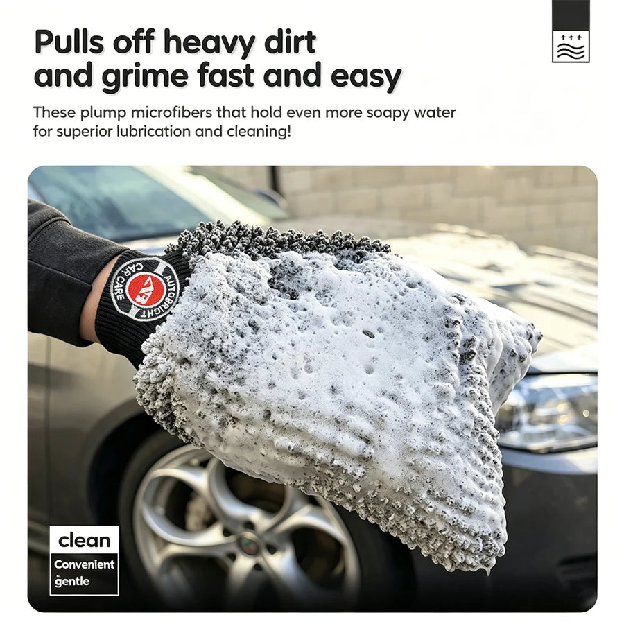 Two-Tone Plush Chenille Microfiber Car Wash Mitt