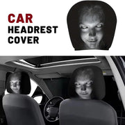 2-Piece Horror Design Car Headrest Covers – Universal Halloween Seat Decor