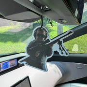 Tactical Kid in tactical gear holding a sniper rifle Zen Tea Hanging Car Air Freshener – GW1767