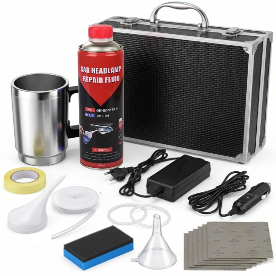 Steam Headlight Restoration Kit with 800 g Repair Fluid
