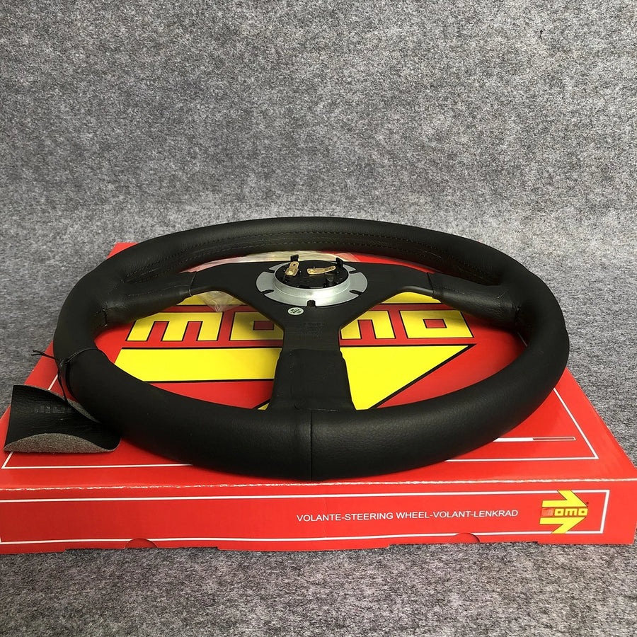 MonteCarlo V1 350mm/14'' Leather Thickened Flat Spoke Sport Volante Steering Wheel