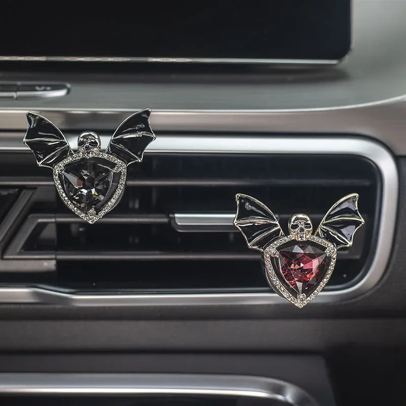 1pc Car Vent Clip Bat Skull Shape Rhinestone Decor Car Air Vent Clip Car Air Freshener