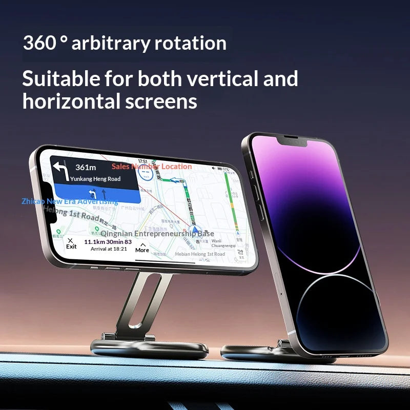 Magnetic Car Phone Mount 360° Rotatable Sticky Phone Holder Strong Magnet Metal Car Navigation Bracket