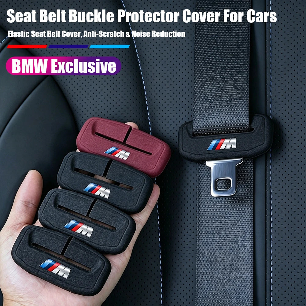 1/2-Piece Silicone Car Seat Belt Buckle Protective Cover Decorative for BMW E90 G80 M3 G30 M5 F82