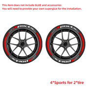 For 2 Tires Sports 4PCS 3D Tire Letter Stickers Waterproof Pvc Racing Wheel Decals Car