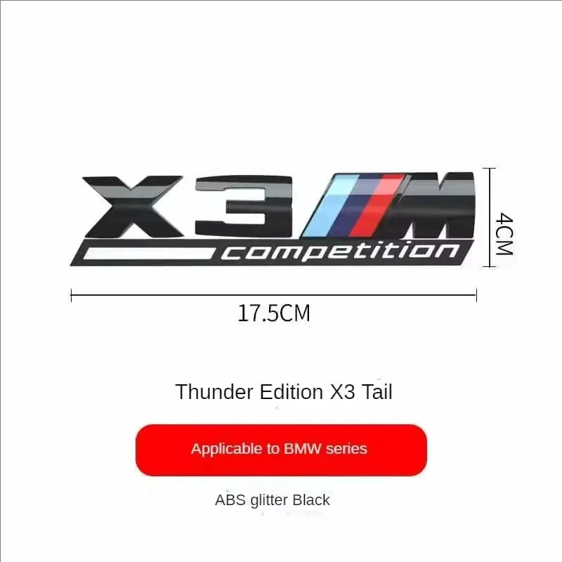For BMW M1 M2 M3 M4 X2 X3 X5 X6 X7 M Competition 3D Tri-Color Emblem Sticker Waterproof Trunk Fender
