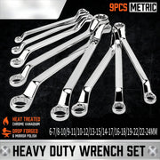 9-Piece Metric 75-Degree Offset Double Box-End Wrench Set