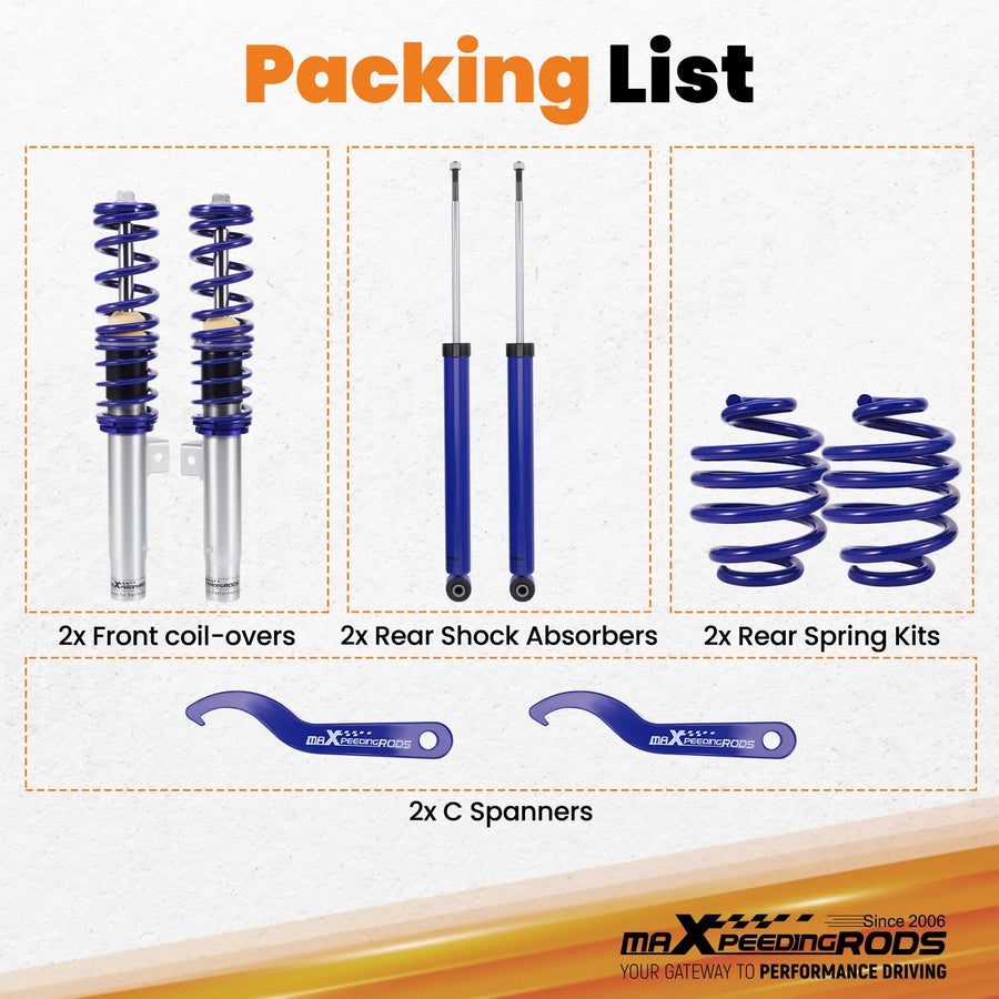 Coilover for BMW E46 Saloon 320i 325i 328i 330i 318d 320d 330d Height Adjustable Spring Coilovers Shock Strut Shock Absorbers