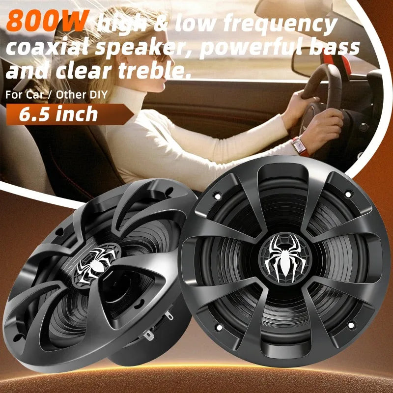 6.5-Inch 800W Coaxial Car Speakers with Silk-Dome Tweeters