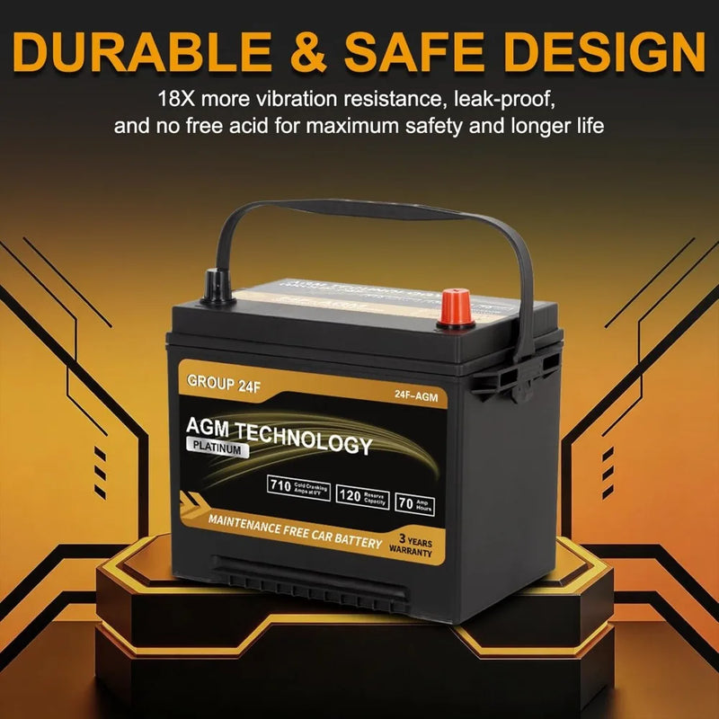 Group 24F 12V 70Ah AGM Automotive Battery - 710 CCA