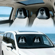 4-Piece Spooky Ghost Bride Car Headrest Covers – Washable Halloween Interior Decor